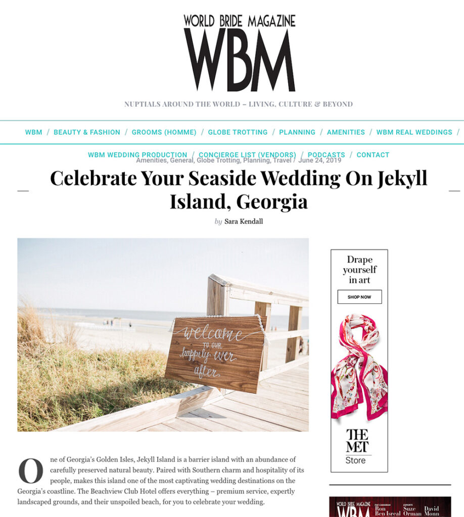 World Bride Magazine - Celebrate Your Seaside Wedding On Jekyll Island, Georgia